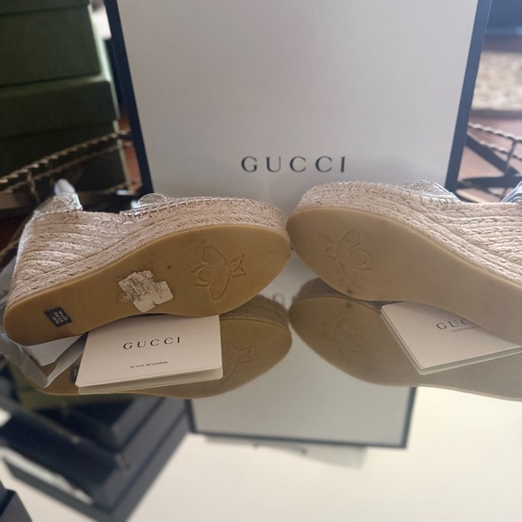 Gucci Women\'s Silver Espadrille Wedges